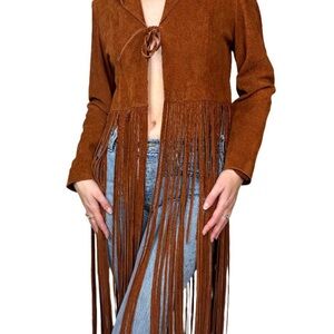 Maxima Brown Suede Fringe Jacket Western Style